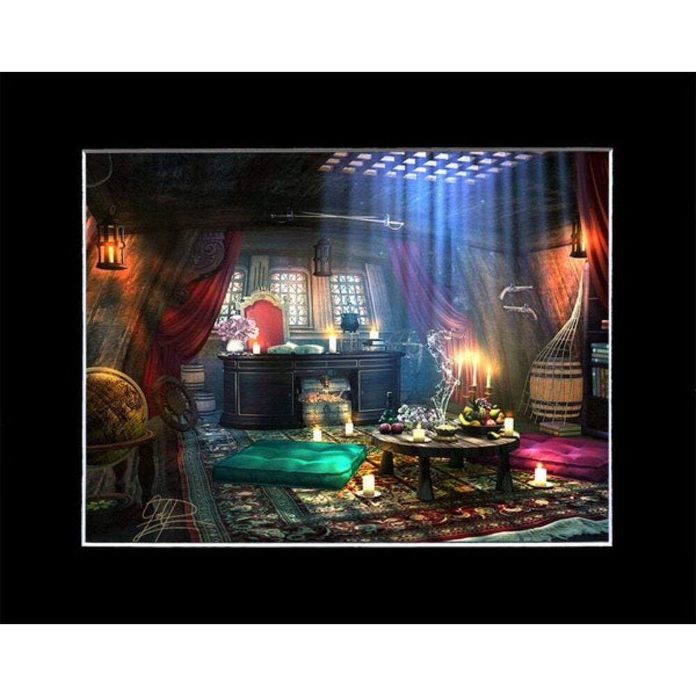 Joel Payne “Captain’s Quarters” Framed / Fantasy Art Print Lithograph 8x10 NEW